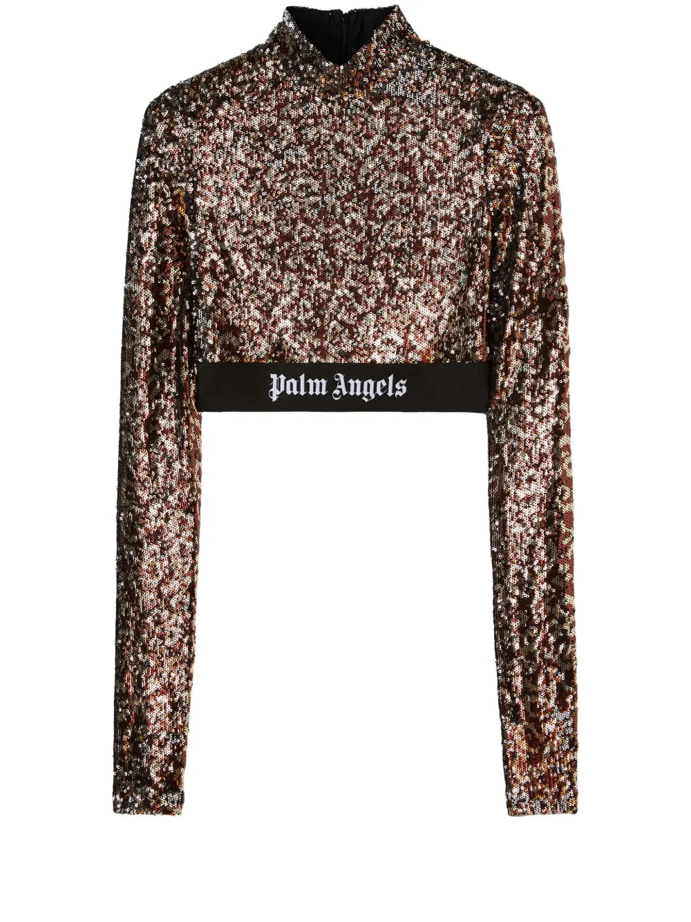 Logo-Strap Sequin Cropped Top