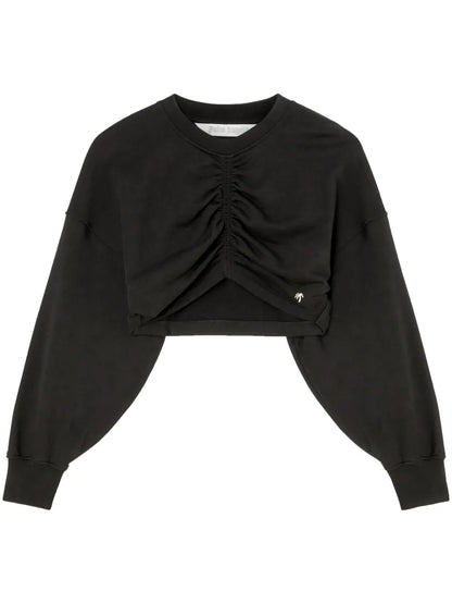Ruched-Detail Cropped Sweatshirt