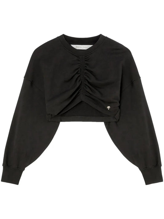 Ruched-Detail Cropped Sweatshirt