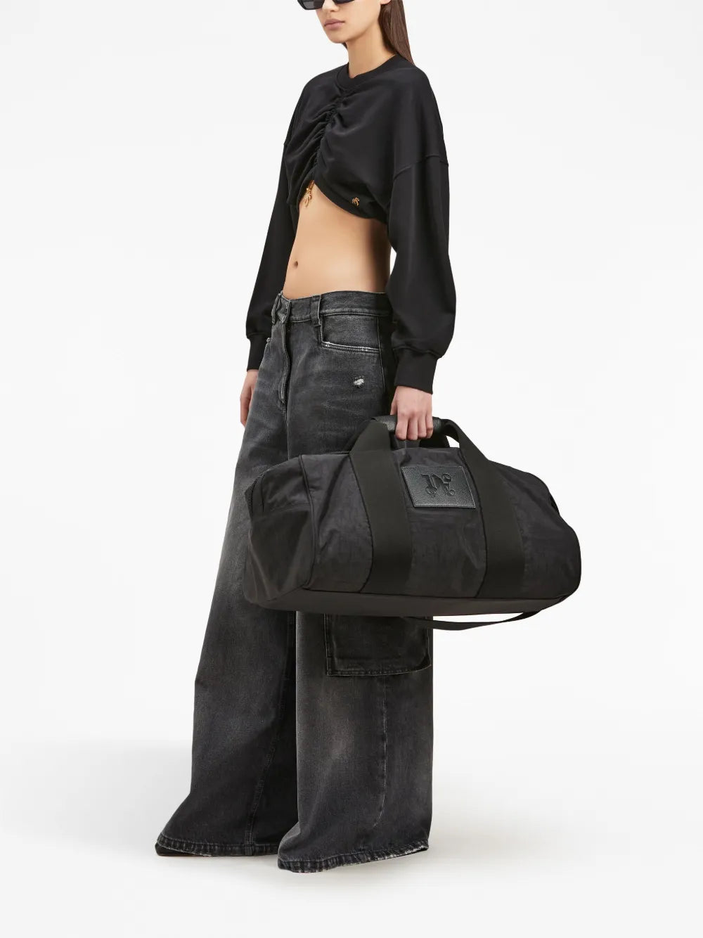 Ruched-Detail Cropped Sweatshirt