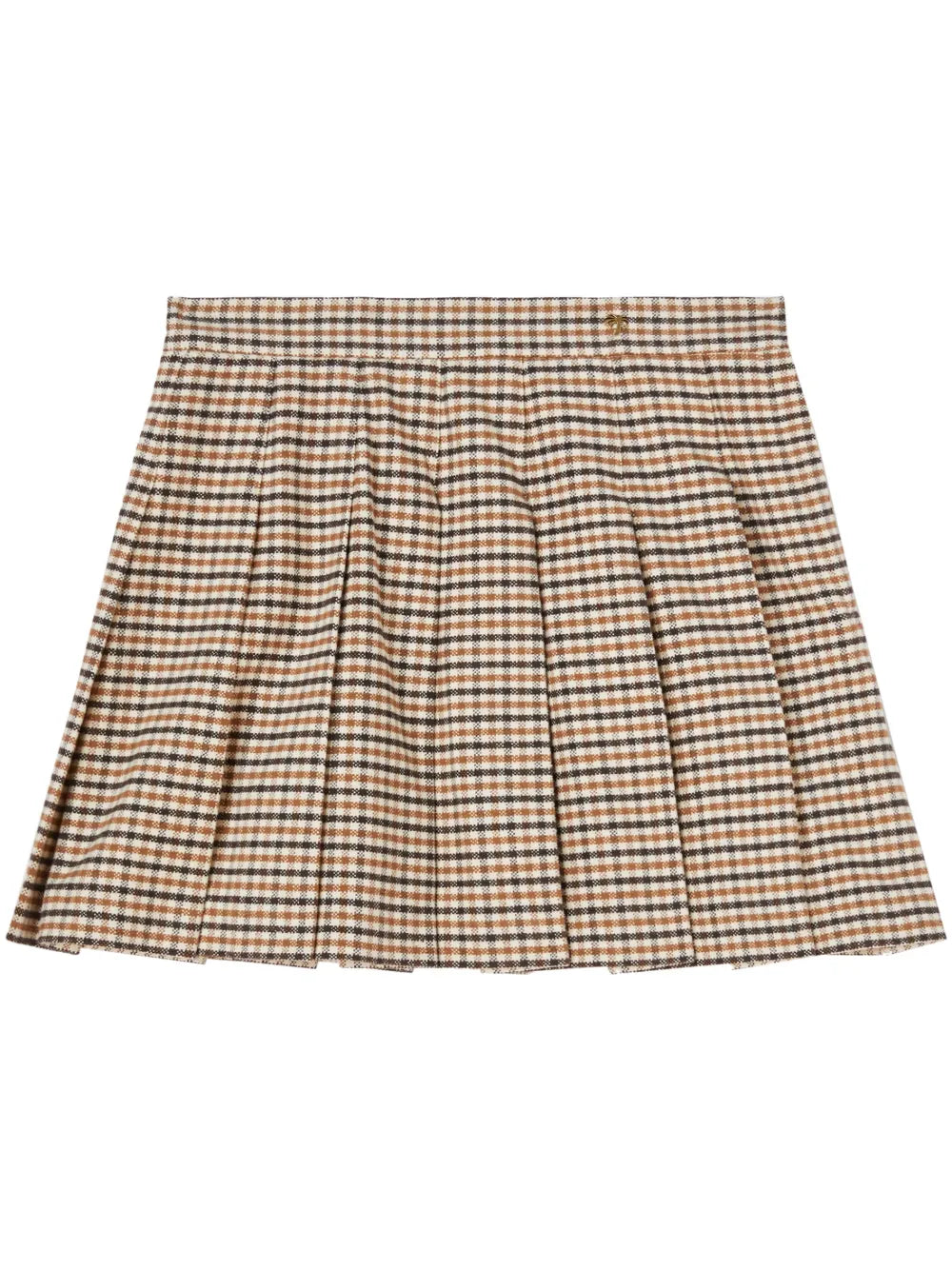 Check-Pattern Pleated Miniskirt