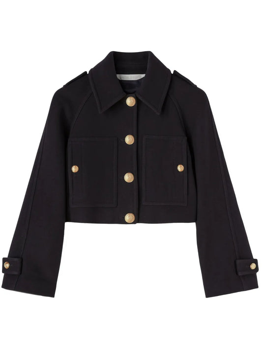 Virgin-Wool Blend Cropped Coat