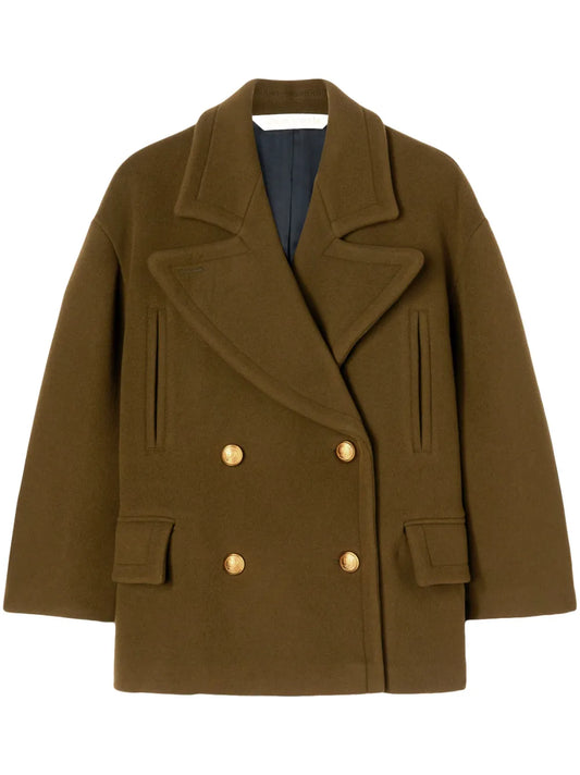 Palm-Embroidery Double-Breasted Coat
