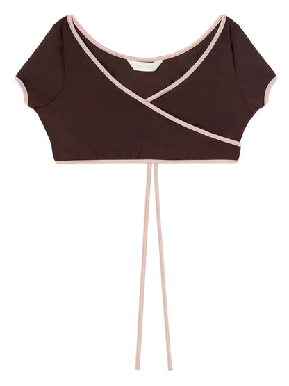 Cap-Sleeve Wrap Bikini Top