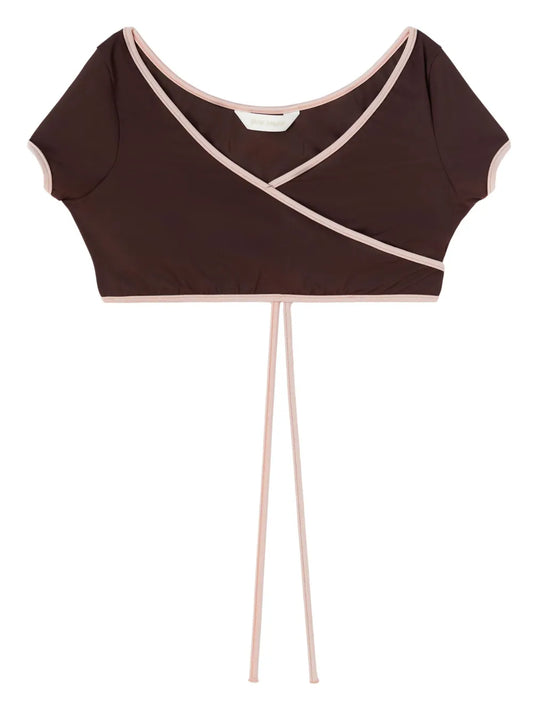 Cap-Sleeve Wrap Bikini Top