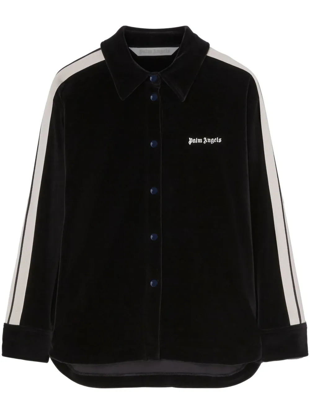 Logo-Embroidered Velvet Track Shirt