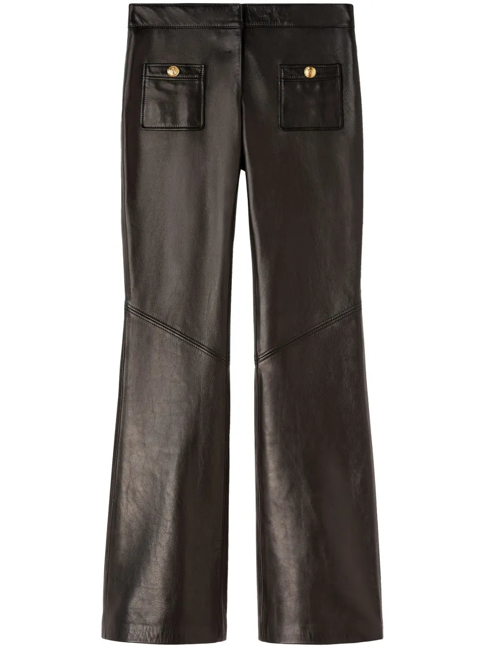 Mid-Rise Leather Flared Trousers