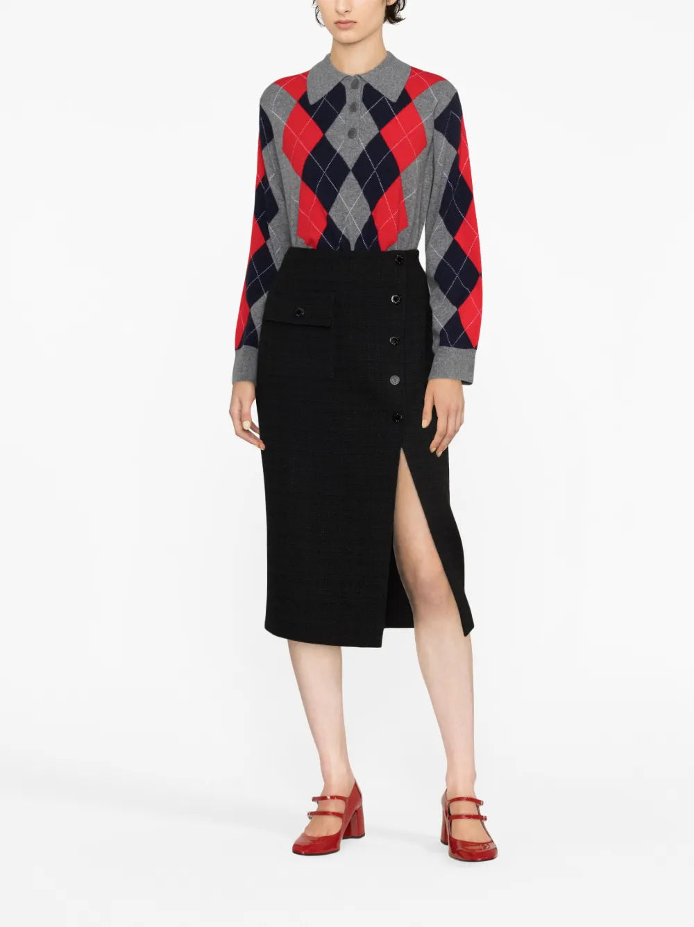 High-Waist Tweed Skirt