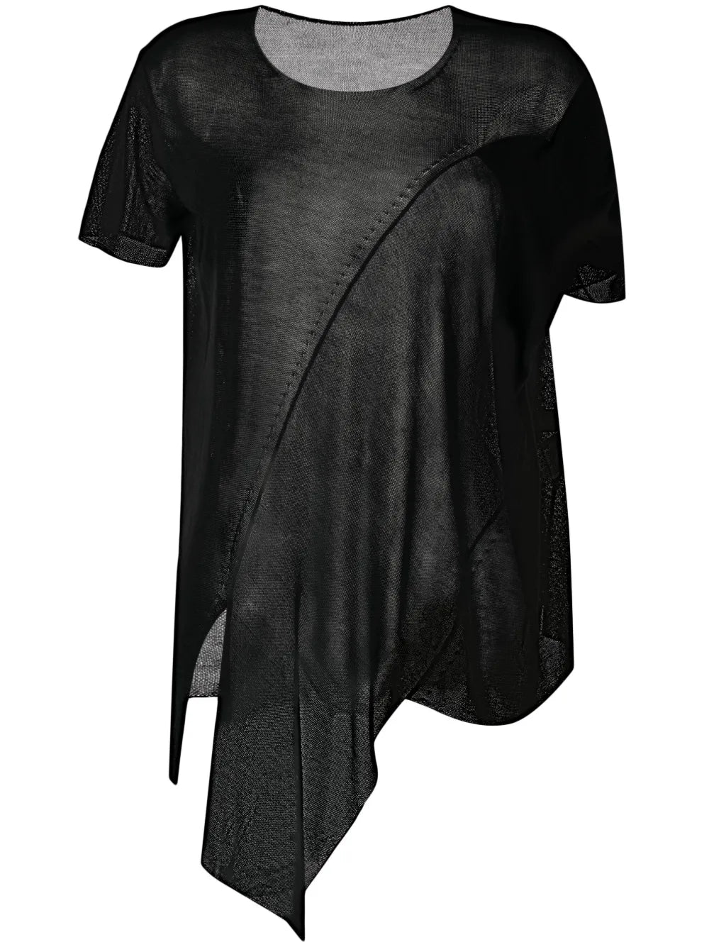 Asymmetric Semi-Sheer T-Shirt