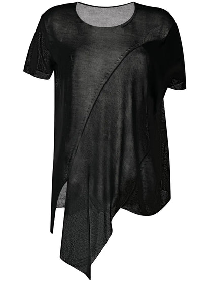 Asymmetric Semi-Sheer T-Shirt