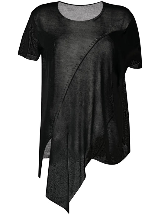 Asymmetric Semi-Sheer T-Shirt