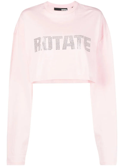 Sequin-Embellished Logo Crop Top