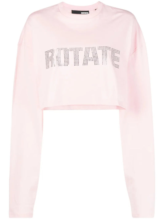 Sequin-Embellished Logo Crop Top