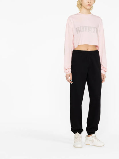 Sequin-Embellished Logo Crop Top