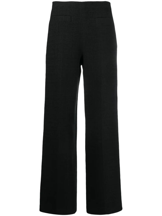 Tailored Wide-Leg Tweed Trousers
