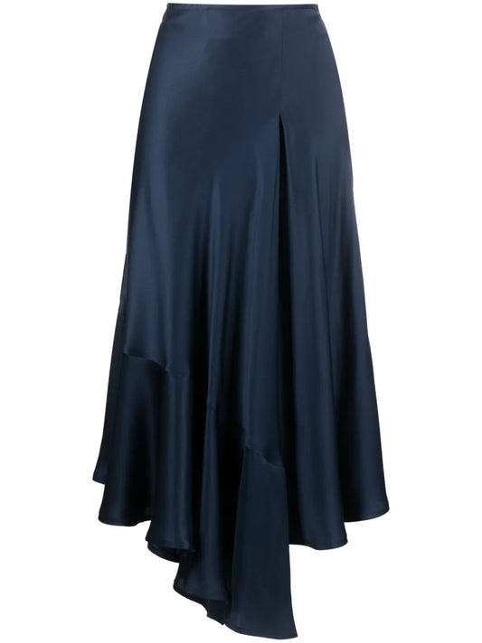 Asymmetric-Hem Silk Skirt