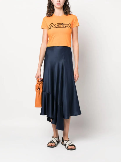 Asymmetric-Hem Silk Skirt