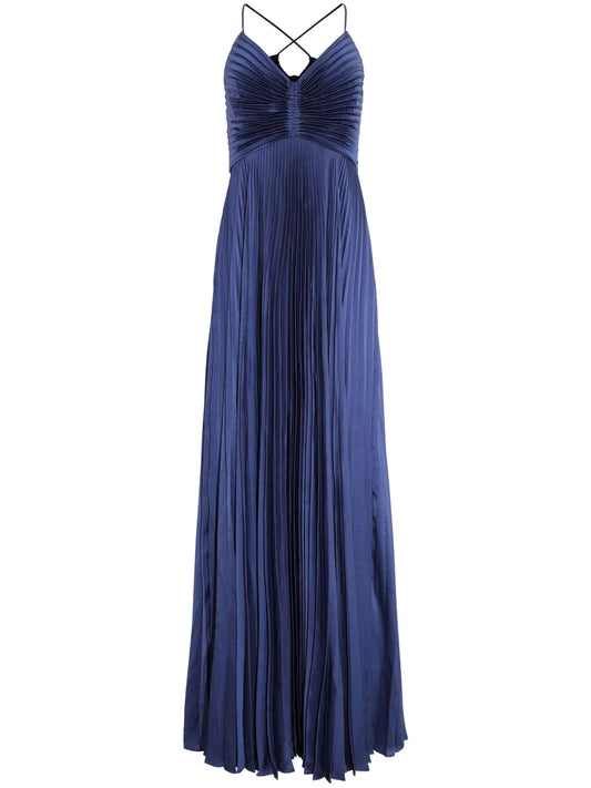 Aries Pleated Satin Gown
