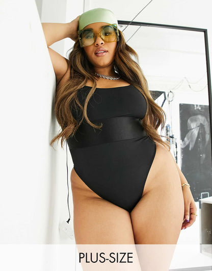 Plus Debbie Deep Band High Leg Swimsuit