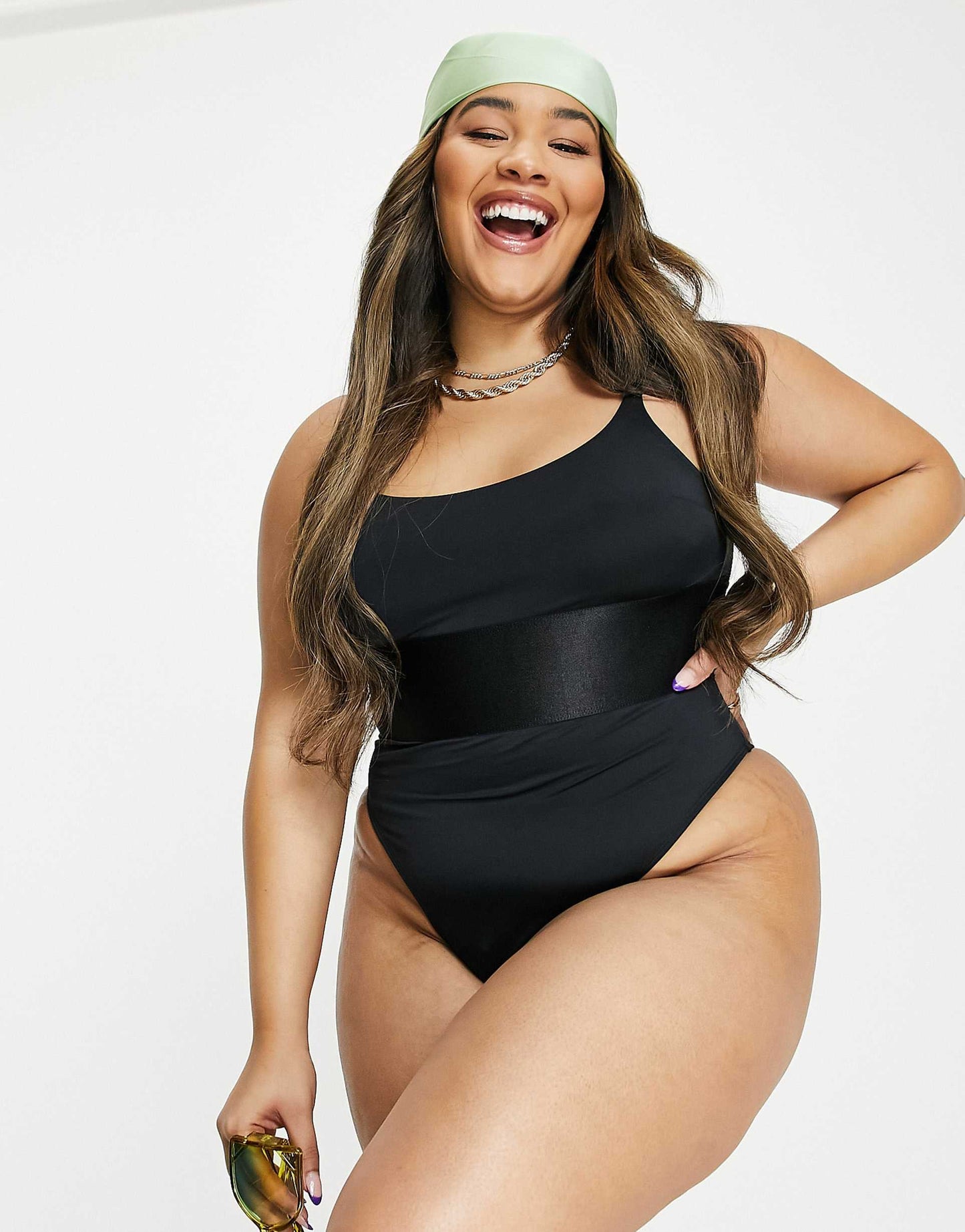 Plus Debbie Deep Band High Leg Swimsuit