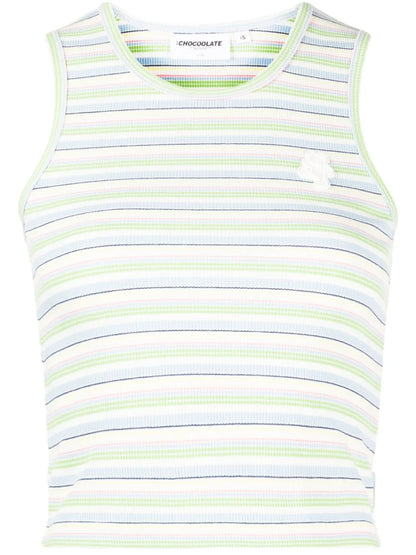 Logo-Patch Striped Tank Top