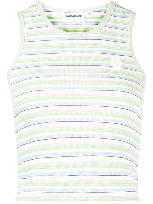 Logo-Patch Striped Tank Top