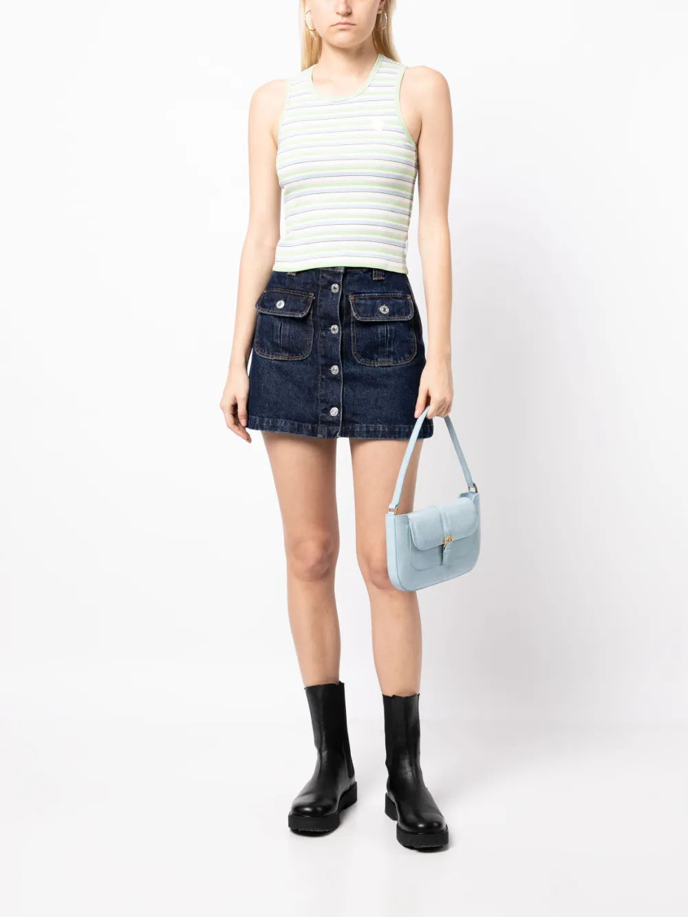Logo-Patch Striped Tank Top