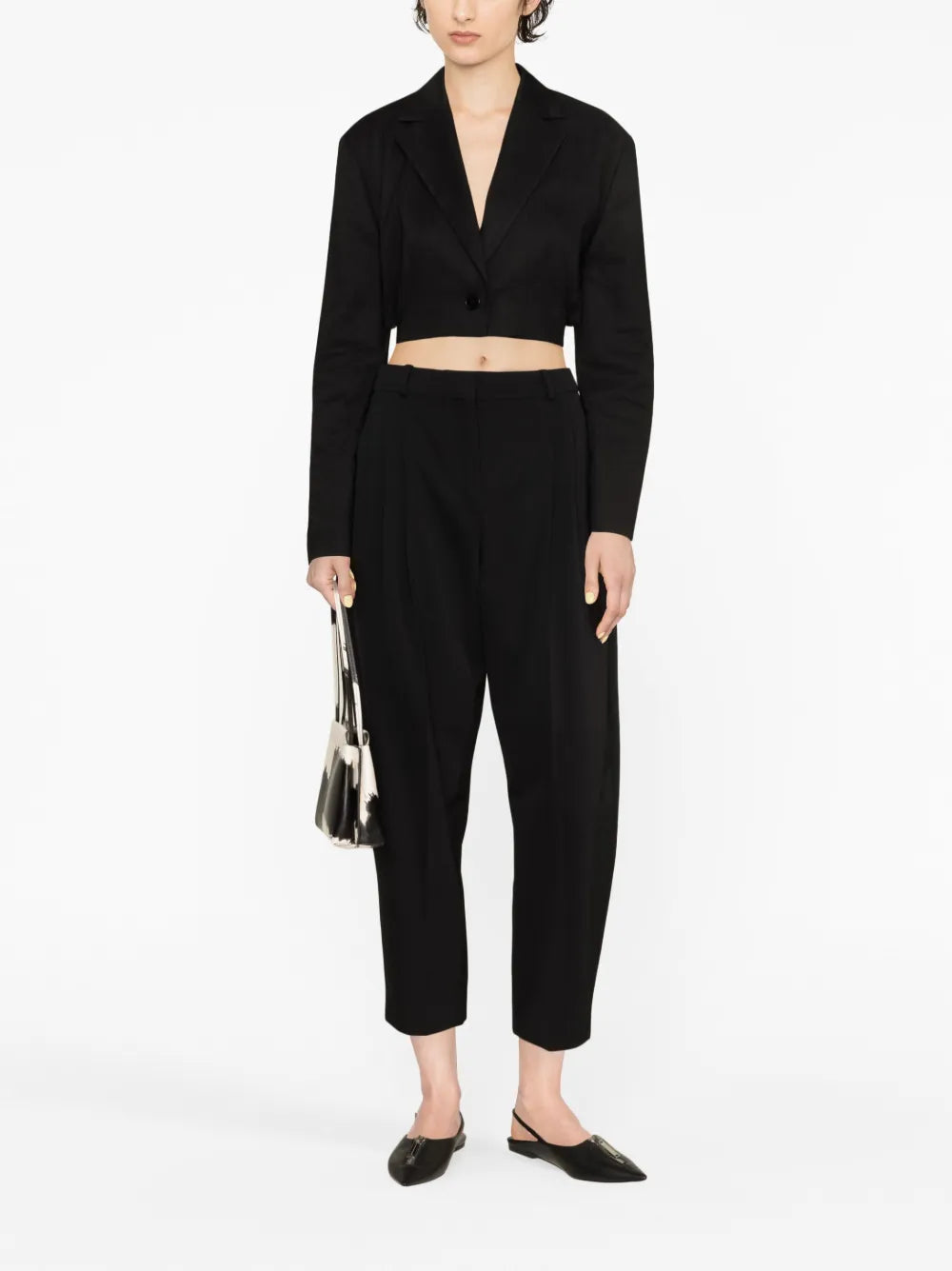 Tapered-Leg Cropped Wool Trousers