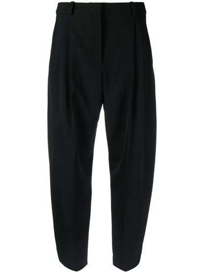 Tapered-Leg Cropped Wool Trousers