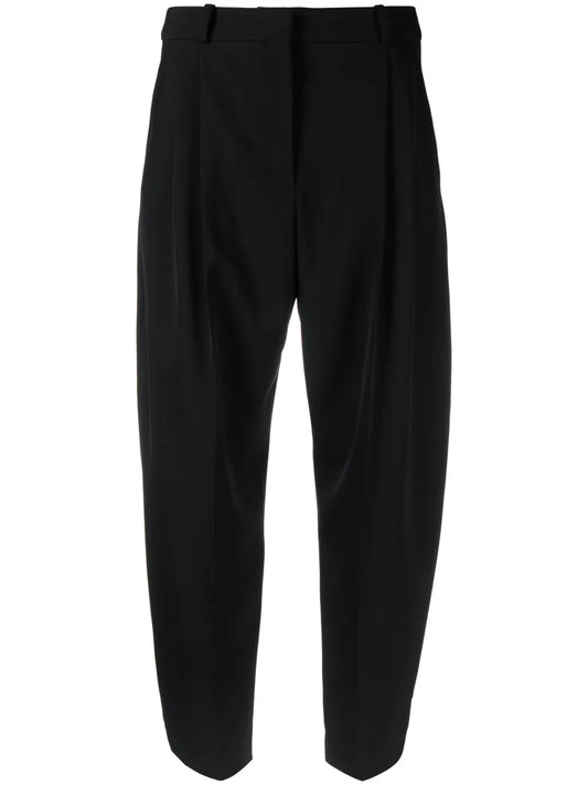 Tapered-Leg Cropped Wool Trousers