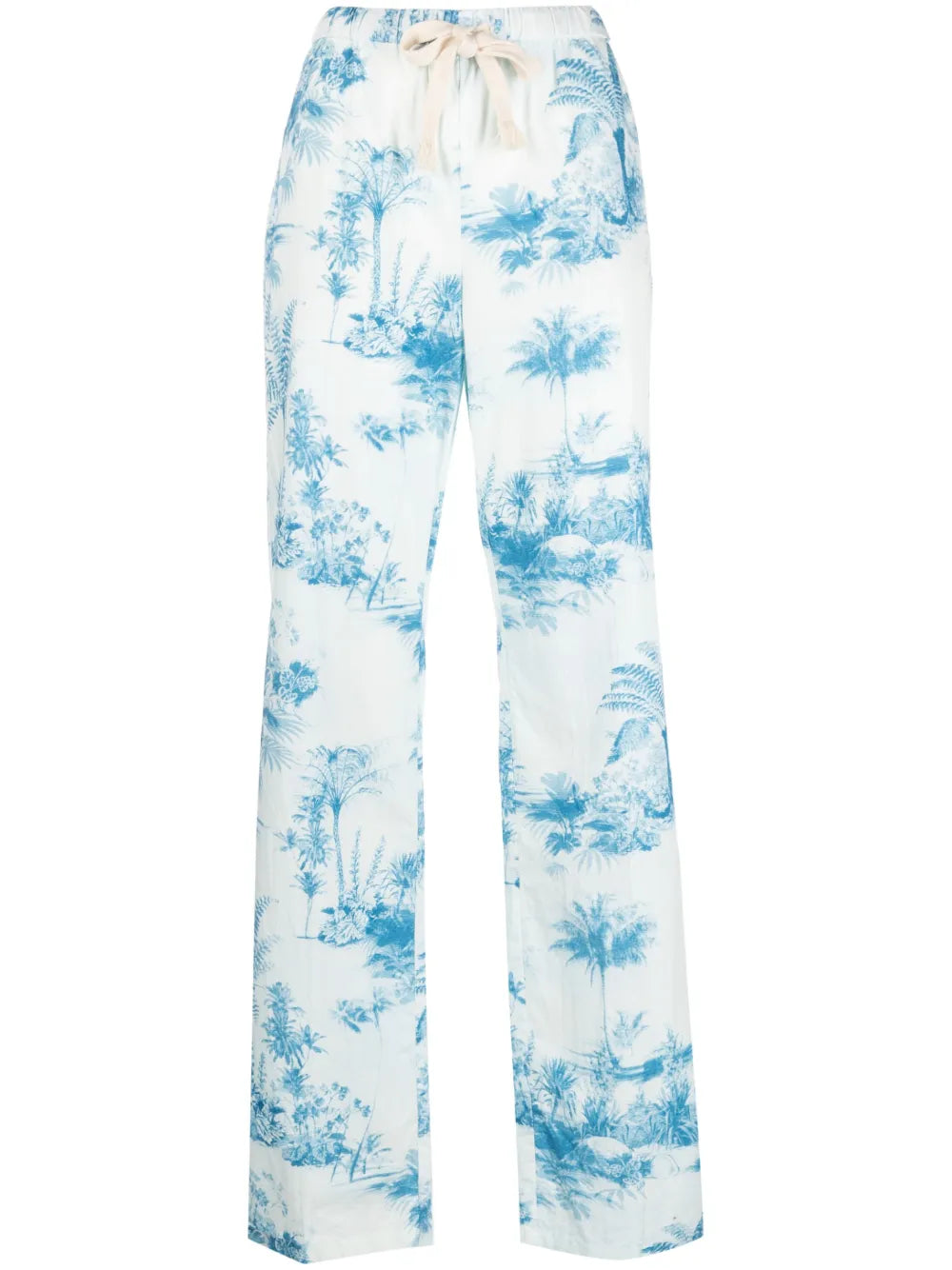 Palm Tree-Print Flared Trousers