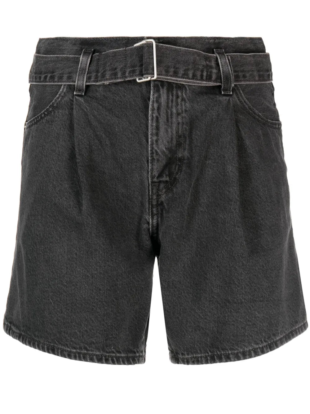 Pleated Denim Shorts