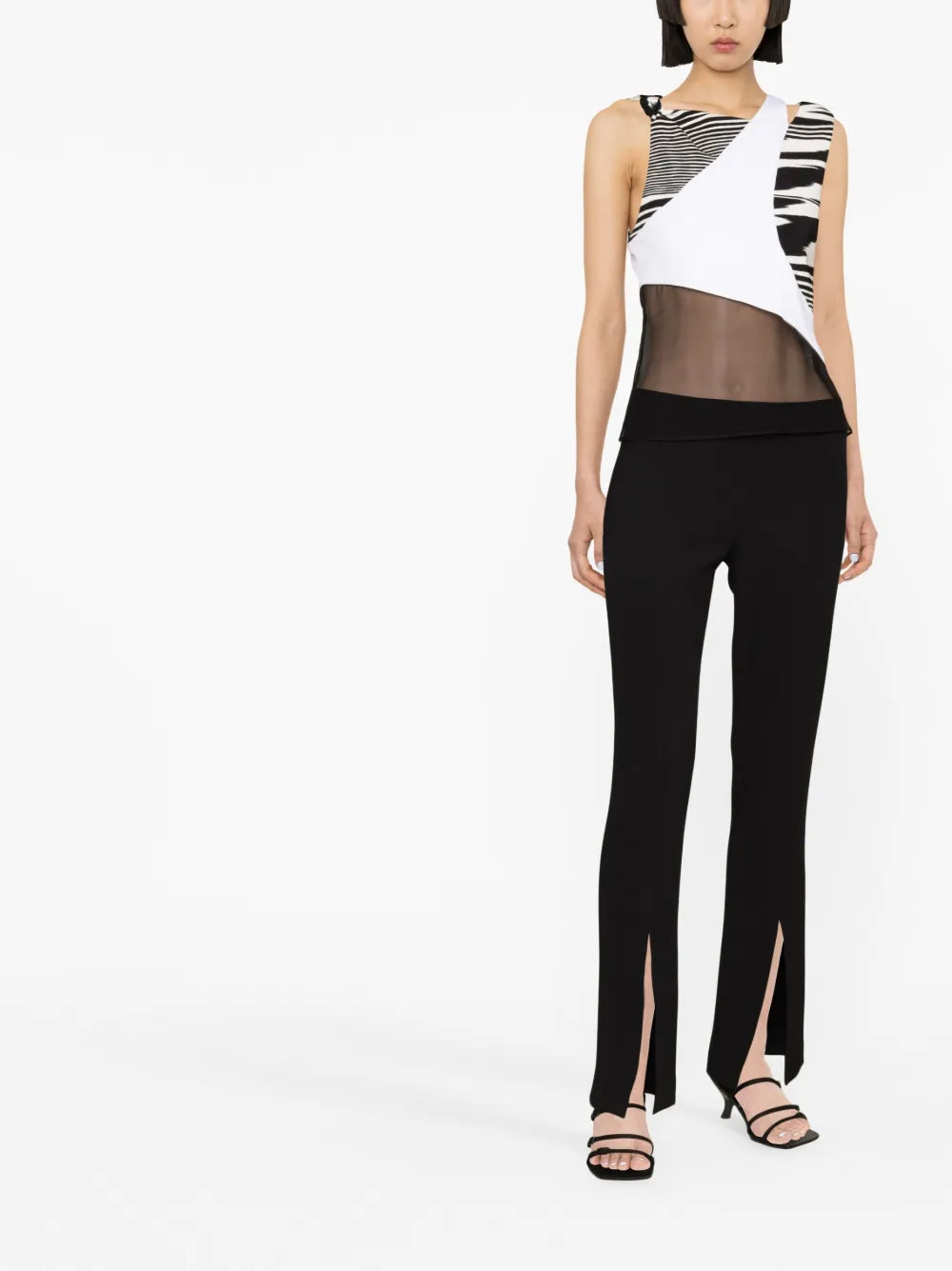 Contrasting Panel-Detail Sleeveless Top