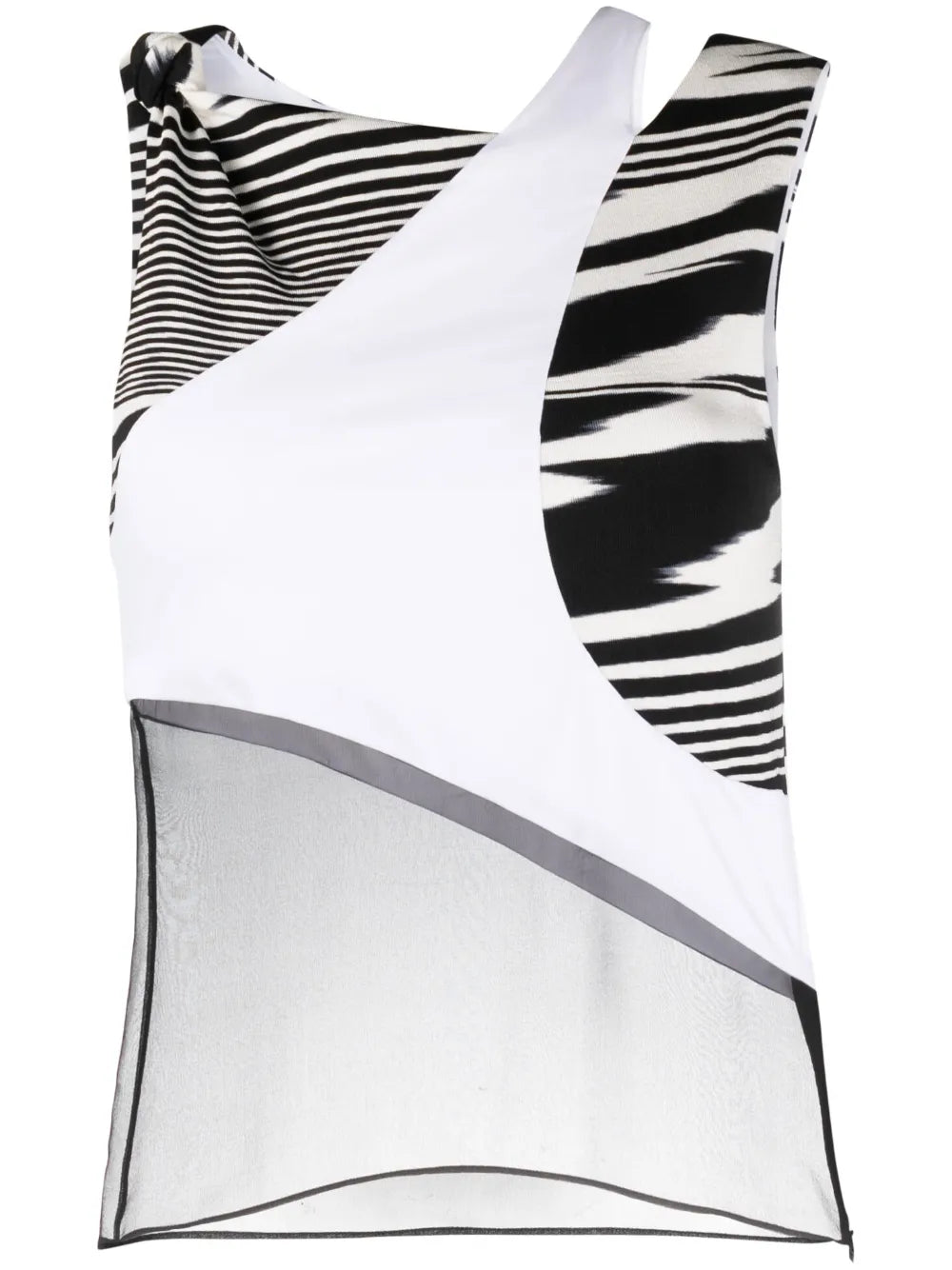Contrasting Panel-Detail Sleeveless Top