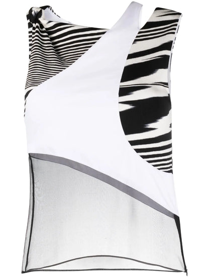 Contrasting Panel-Detail Sleeveless Top