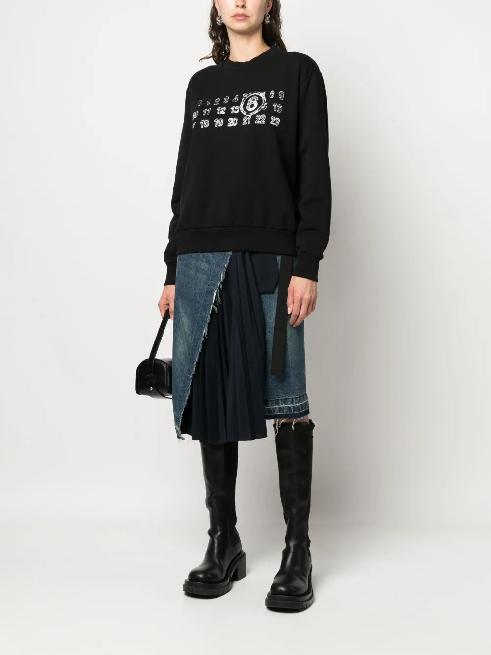 Numbers-Motif Cotton Hoodie