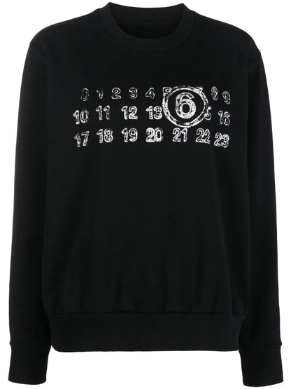 Numbers-Motif Cotton Hoodie