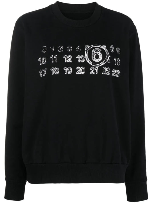 Numbers-Motif Cotton Hoodie