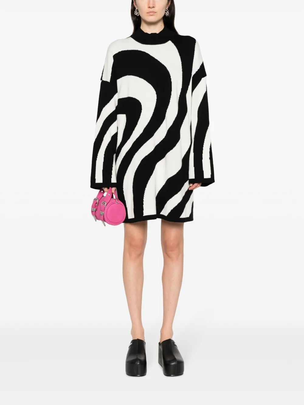 Graphic-Print Wool Dress
