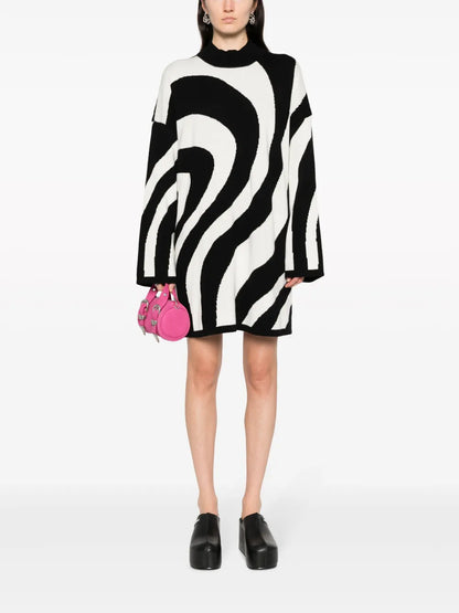 Graphic-Print Wool Dress