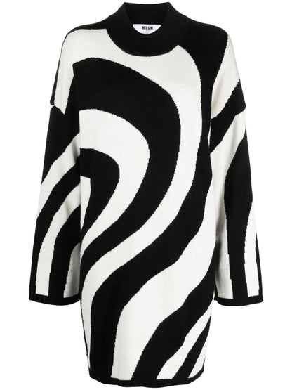 Graphic-Print Wool Dress