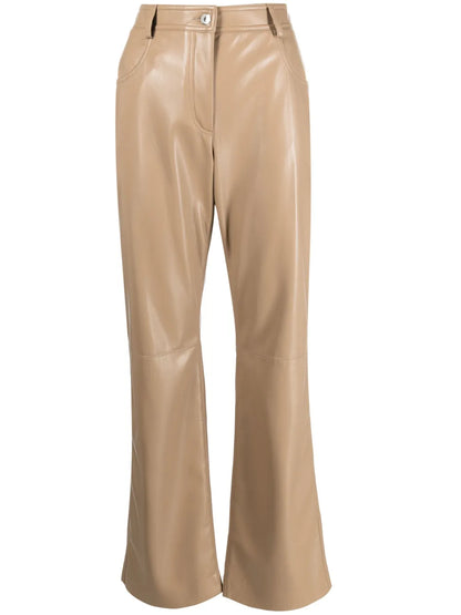 Faux-Leather Straight-Leg Trousers