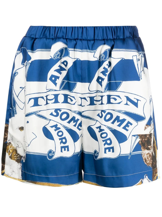 Graphic-Print Satin Mini Shorts