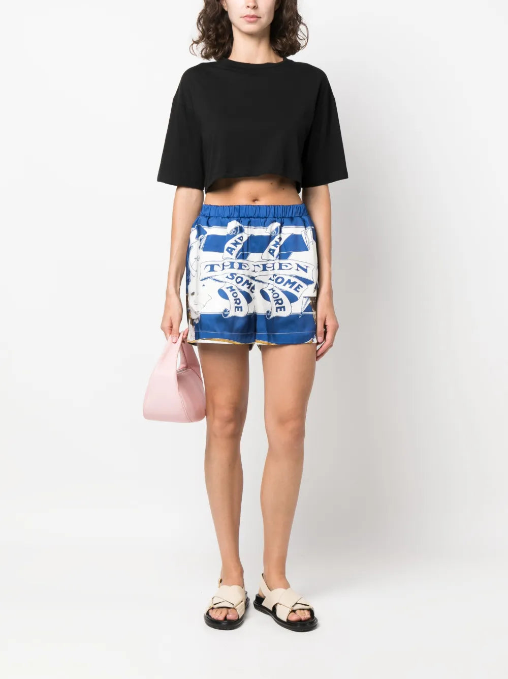 Graphic-Print Satin Mini Shorts