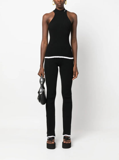 Intarsia-Knit Logo High-Waisted Trousers