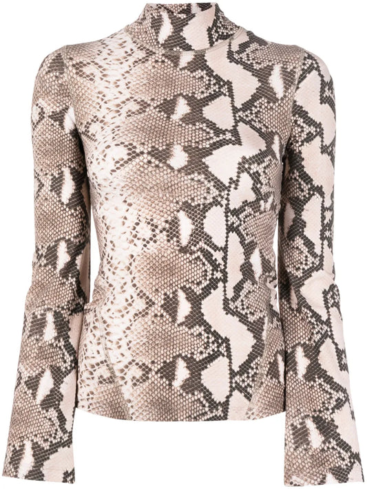 Leopard-Print High Neck Top