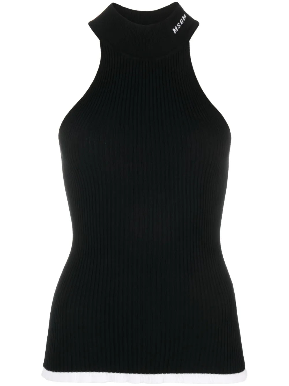 Intarsia-Knit Logo Halterneck Top