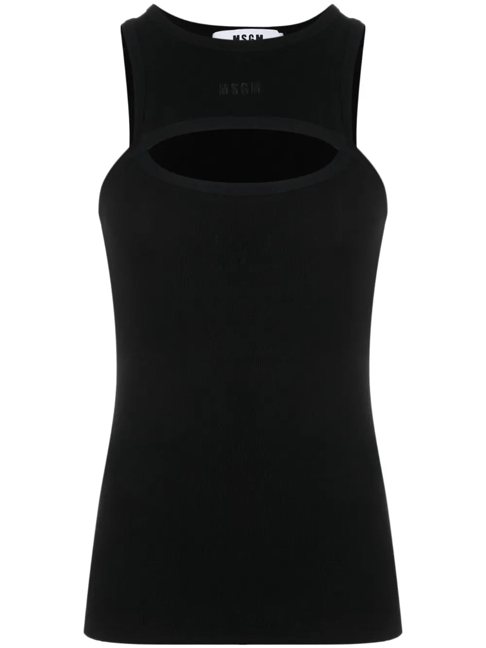 Cut-Out Fine-Ribbed Tank Top