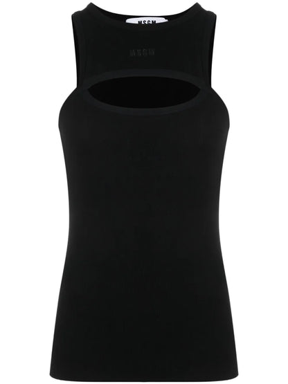 Cut-Out Fine-Ribbed Tank Top