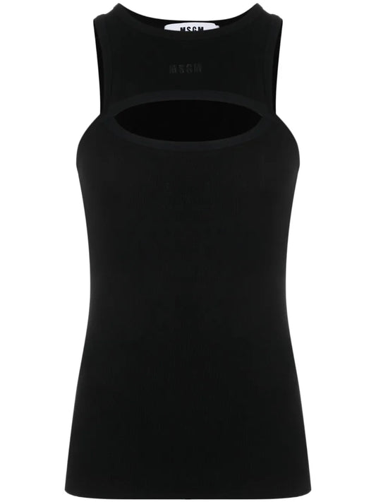 Cut-Out Fine-Ribbed Tank Top